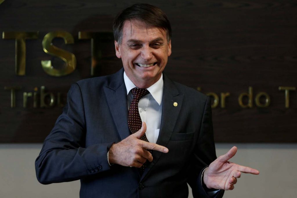 Brazil's President-elect Jair Bolsonaro gestures during a meeting at Superior Labor Court in Brasilia, Brazil November 13, 2018. REUTERS/Adriano Machado