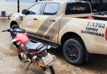Motocicleta irregular é apreendida durante fiscalização na BA-161, em Sítio do Mato