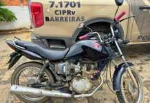Motocicleta com sinais adulterados é apreendida na BA-160 durante operação em Bom Jesus da Lapa