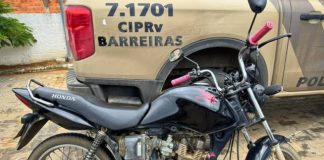 Motocicleta com sinais adulterados é apreendida na BA-160 durante operação em Bom Jesus da Lapa