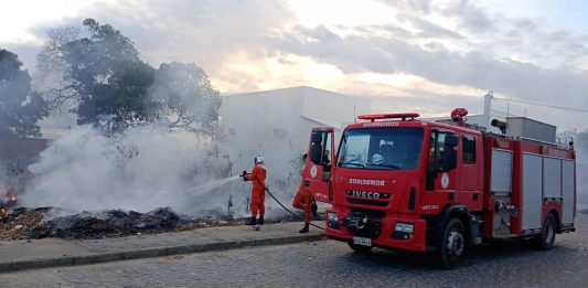 Crianças soltando bombinhas provocam incêndio em terreno baldio em Bom Jesus da Lapa