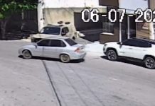 Câmeras de segurança registram colisão entre carro e viatura da Polícia Militar no Centro de Bom Jesus da Lapa