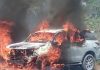 Santana: SUV é atingido por incêndio às margens da BA-172 e é completamente destruído pelo fogo