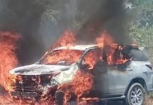Santana: SUV é atingido por incêndio às margens da BA-172 e é completamente destruído pelo fogo