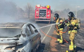 Carro é destruído por incêndio na BA-161, em Sítio do Mato